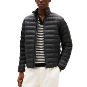 Black quilted puffer jacket with subtle Tommy Hilfiger logo on left chest from Tommy Hilfiger Jeans DM0DM20658