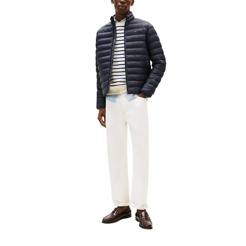 Navy blue quilted nylon zip jacket for men by Tommy Hilfiger Jeans DM0DM20658 with a puffer design