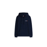 Navy blue Tommy Hilfiger Jeans men blue organic cotton sweatshirt hoodie with small chest logo and drawstrings