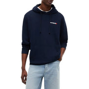 Navy blue Tommy Hilfiger Jeans men sweatshirt with white and red logo made from organic cotton