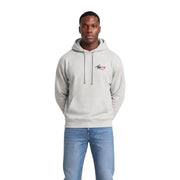 Tommy Hilfiger Jeans Grauer Herren-Hoodie aus Bio-Baumwolle mit kleinem, gesticktem Logo und passenden Kordelzügen auf der Brust