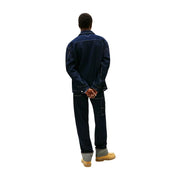 Tommy Hilfiger jeans men jacket blue dark denim with contrasting white stitching and organic cotton collar