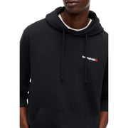 Schwarzes Tommy Hilfiger Jeans-Herren-Sweatshirt aus Bio-Baumwolle mit weiß-rotem Logo auf der Brust