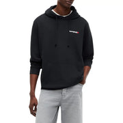 Schwarzes Tommy Hilfiger Jeans Herren-Sweatshirt aus Bio-Baumwolle mit weißem und rotem Logo auf der Brust