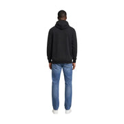 Black hooded sweatshirt by tommy hilfiger jeans featuring a classic minimalist design for men