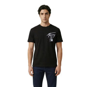 Jeans noirs Tommy Hilfiger pour hommes t-shirt avec logo et texte blancs sur la poitrine gauche en matière de coton