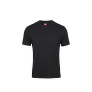 Tommy Hilfiger Jeans men black short-sleeved crew neck t-shirt with small embroidered flag logo on left chest