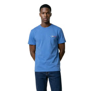 Tommy Hilfiger jeans men blue organic cotton t shirt with small embroidered logo on chest and sleeve