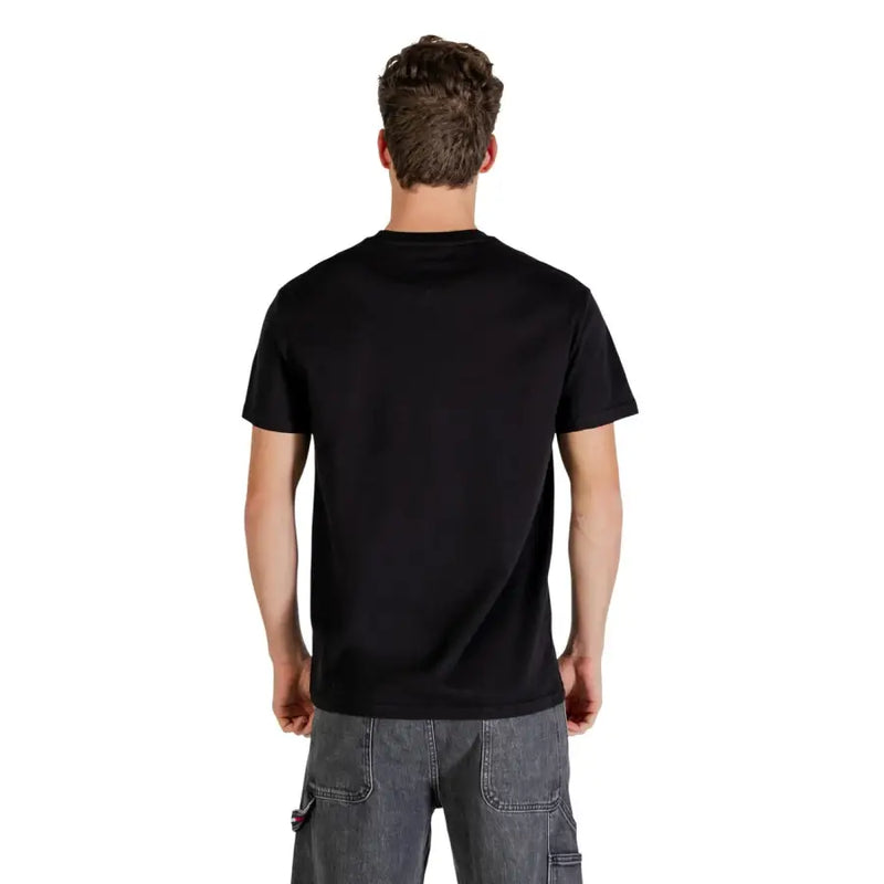 Tommy Hilfiger Jeans hommes t-shirt T-shirt noir à manches courtes et col rond en coton décontracté