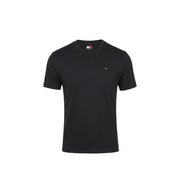 Tommy Hilfiger Jeans T-shirt noir à manches courtes et col rond pour homme t-shirt avec un petit logo drapeau brodé sur la poitrine gauche