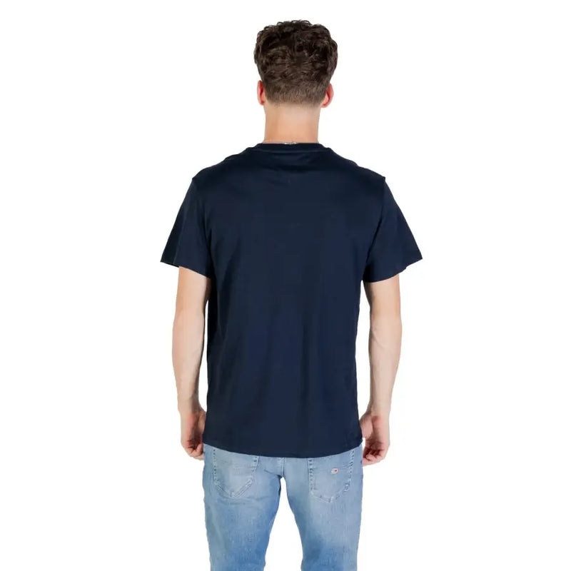 Marineblaue Baumwoll-Kurzarmärmel mit Rundhalsausschnitt t-shirt für Männer von Tommy Hilfiger Jeans
