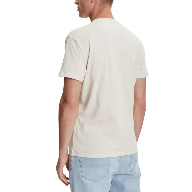 cremefarbene Baumwolle t-shirt mit rundem Halsausschnitt und kurzen Ärmeln von Tommy Hilfiger Jeans Herrenkollektion