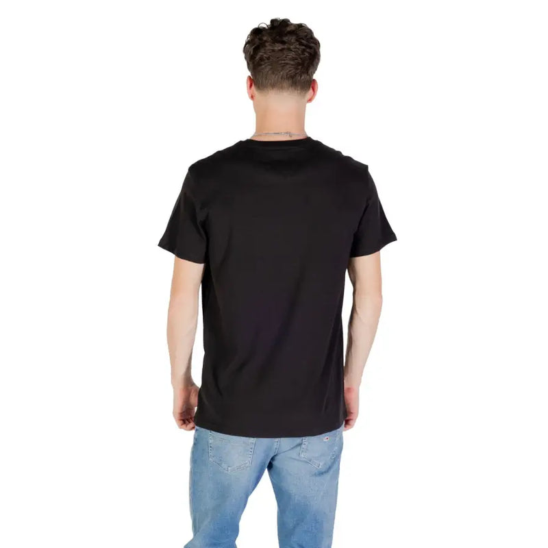 Schwarzes, kurzärmeliges Baumwollshirt mit Rundhalsausschnitt t-shirt für Männer von Tommy Hilfiger Jeans Freizeitkleidungskollektion