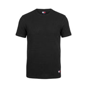 Jeans noirs Tommy Hilfiger pour hommes t-shirt T-shirt à manches courtes en maille gaufrée avec col rond classique et étiquettes discrètes portant le logo de la marque
