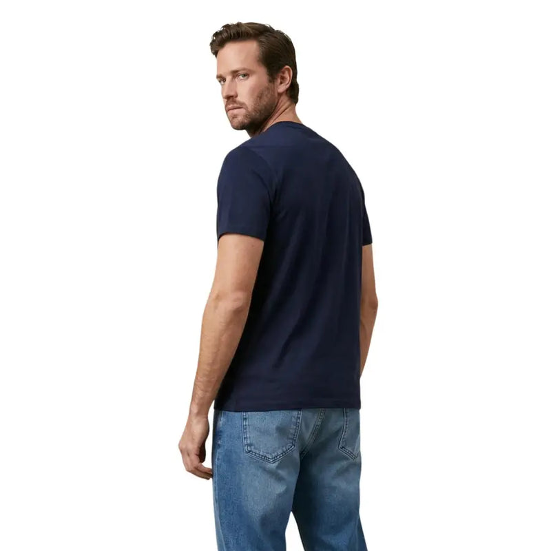 Navy blue short-sleeved crew neck cotton t-shirt for men from Tommy Hilfiger Jeans collection