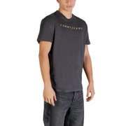 Dunkelgrau Tommy Hilfiger Jeans Männer t-shirt mit goldener Schrift und Logo auf der Brust, aus weicher Baumwolle