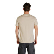 T-shirt beige à manches courtes et col rond en coton t-shirt pour hommes par Tommy Hilfiger Jeans parfait pour les tenues décontractées
