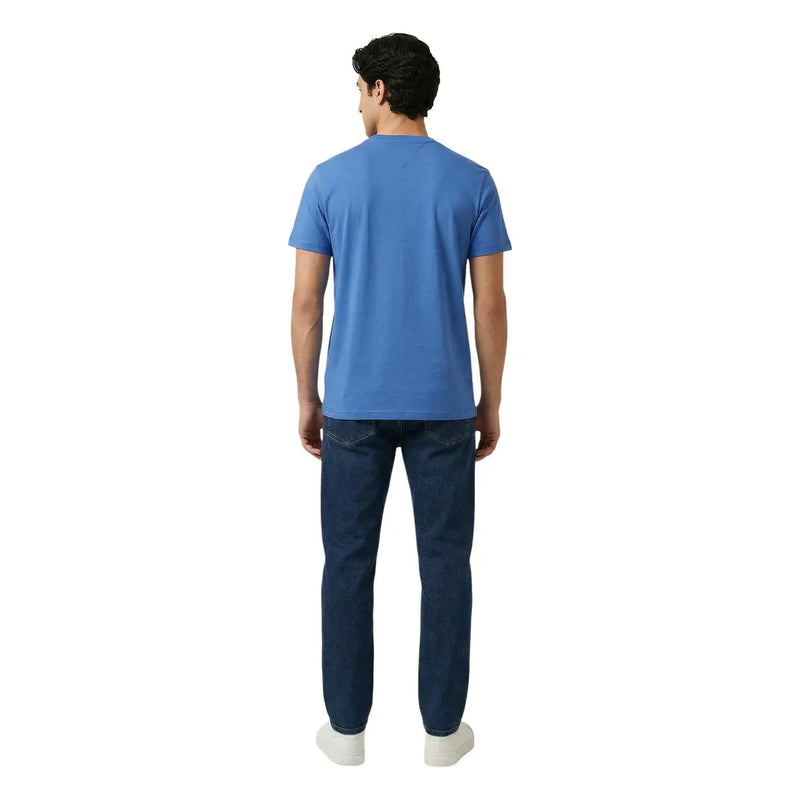 Tommy Hilfiger Jeans men t shirt solid light blue short sleeved crew neck made from organic cotton