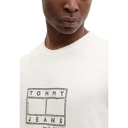 Tommy Hilfiger jeans men t shirt white organic cotton with black graphic logo featuring brand box design