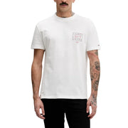 Tommy Hilfiger Jeans hommes t-shirt En coton blanc avec un discret logo rectangulaire sur la poitrine et une étiquette de marque sur la manche