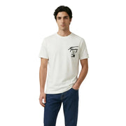Tommy Hilfiger Jeans hommes t-shirt Coton blanc avec logo graphique noir sur la poitrine gauche pour vêtements décontractés