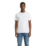 Blanc Tommy Hilfiger col rond en coton t-shirt pour hommes avec un petit logo sur la poitrine gauche de Tommy Hilfiger Jeans