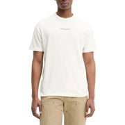 Off-white Tommy Hilfiger Jeans Männer t-shirt mit dezentem schwarzem Logo, das aus Baumwollmaterial über die Brust gedruckt ist