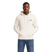 Cream-colored tommy hilfiger hoodie with small chest logo and drawstrings made of white organic cotton for men