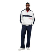 Tommy Hilfiger Veste de survêtement homme en coton biologique blanc et bleu marine avec détails rouges
