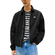 Black bomber jacket with small flag logo on chest from Tommy Hilfiger Jeans Mens Organic Cotton collection