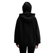 Tommy Hilfiger black oversized organic cotton hoodie with relaxed fit and ribbed cuffs