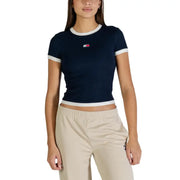Navy blue Tommy Hilfiger cropped t-shirt with white trim