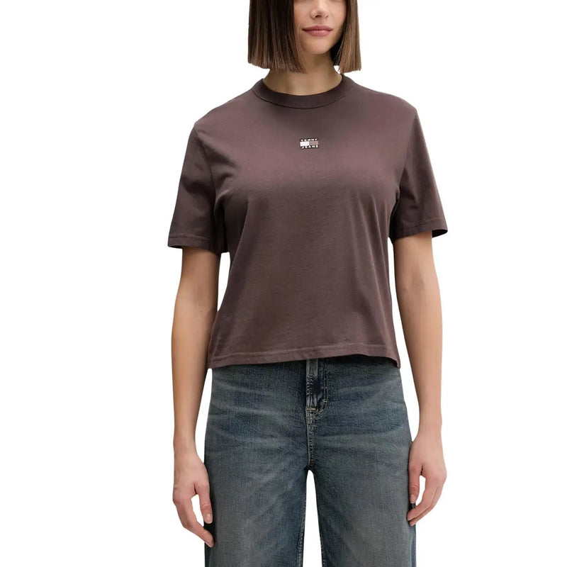 Tommy Hilfiger womens blue organic cotton cropped t-shirt with white logo