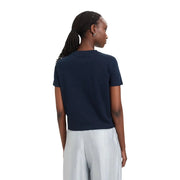 Navy blue short-sleeved Tommy Hilfiger Jeans women organic cotton t shirt with crew neckline