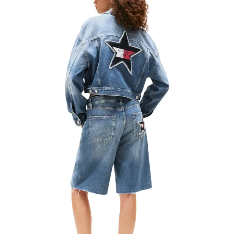 Women’s denim jacket and shorts set with star patches from Tommy Hilfiger Jeans