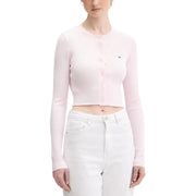 Tommy Hilfiger Jeans rosa gerippter, kurzer Cardigan mit Knöpfen für Damen