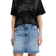 Tommy Hilfiger Hellblauer Jeansrock aus Bio-Baumwolle mit Logo-Aufnäher