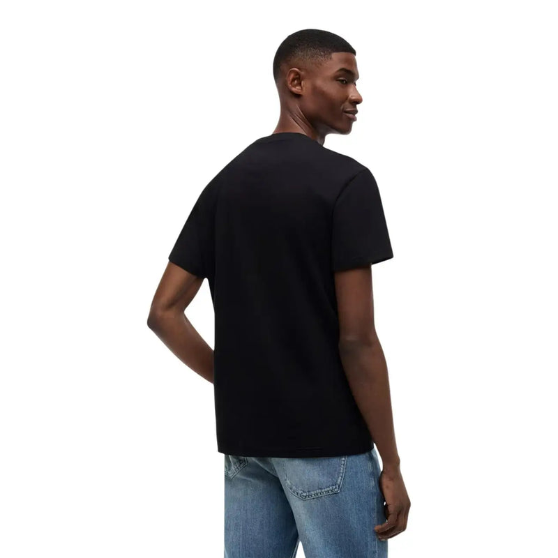 Tommy Hilfiger men black cotton short-sleeved t shirt with round neck front view
