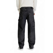 Tommy Hilfiger Herren-Cargohose aus schwarzem Bio-Baumwoll-Denim in dunkler Waschung mit mehreren Taschen und lässiger Passform