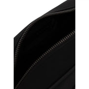 Tommy Hilfiger men black leather crossbody bag with sleek minimalist design and silver-toned zipper size W22 H12 L8