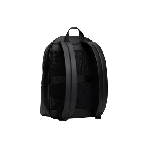 Tommy Hilfiger Schwarzer Herren-Lederrucksack mit Netzeinsätzen und verstellbaren Trägern, 30 x 42 x 14 cm