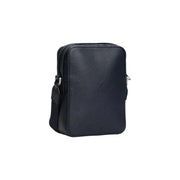 Black textured leather crossbody bag with silver zipper and adjustable strap in tommy hilfiger men blue central mini reporter bag 20cm