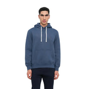 Tommy Hilfiger Herren-Hoodie aus blauer Baumwolle mit weißen Kordelzügen und kleinem Logo auf der Brust