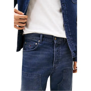 Dark blue tommy hilfiger men blue organic cotton jeans dm0dm21195 with classic five-pocket design and visible stitching