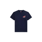Marineblau Tommy Hilfiger Kurzarm-T-Shirt für Herren aus Bio-Baumwolle mit rot-weiß-blauem Logo-Stickerei auf der linken Brustseite