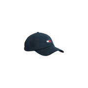 Dark navy tommy hilfiger men cap with small embroidered logo made of organic cotton with adjustable buckle closure