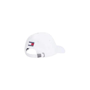 White tommy hilfiger men cap with classic logo patch and adjustable strap made of polyester replica material