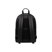 Black tommy hilfiger men central backpack with textured leather straps and mesh panels made of polyurethane