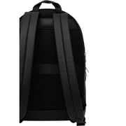 Tommy Hilfiger men central backpack black polyurethane with mesh panels and padded straps shown from the back side