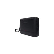 Tommy Hilfiger men central pouch black leather clutch with wrist strap and zipper closure in polyurethane w27 size